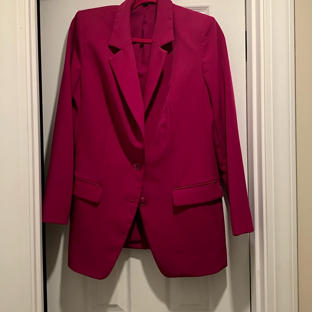 Express color of the season burgundy/pink/purple oversized straight cut blazer M